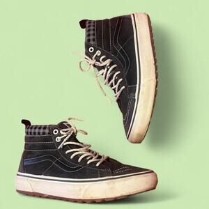 Vans gray plaid high top